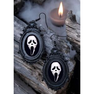 Ghost Face Earrings - Scream Halloween Movie Favorites Horror Slasher Knife Stab